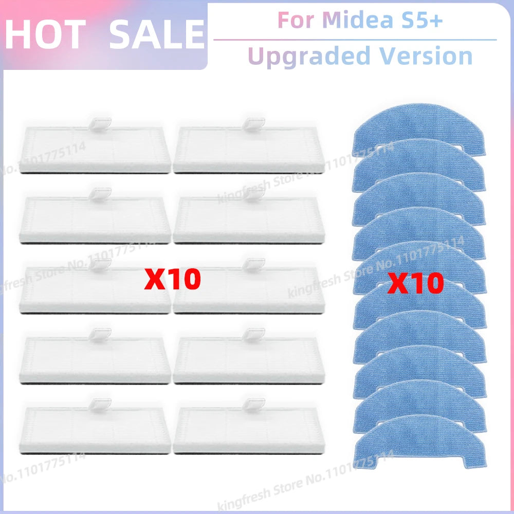 Fit for (Conga 2299 Ultra, Midea S5+, TESLA RoboStar iQ400 Plus) Parts Main Brush Filter Mop Cloth Dust Bag