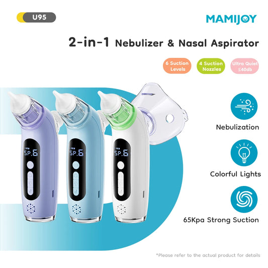 MAMIJOY 2-in-1 Baby Electric Nasal Aspirator＆Nebulizer Function 6 Suction Modes＆ Child's Music Baby Nebulizer＆Nose Cleaner U95