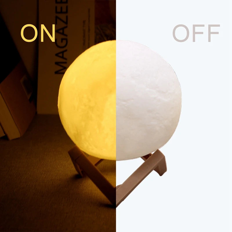 3D Print Battery Powered Moon Lamp LED Night Light Creative Touch Switch Moon Light For Bedroom Decoration Birthday Gift 6cm 8cm