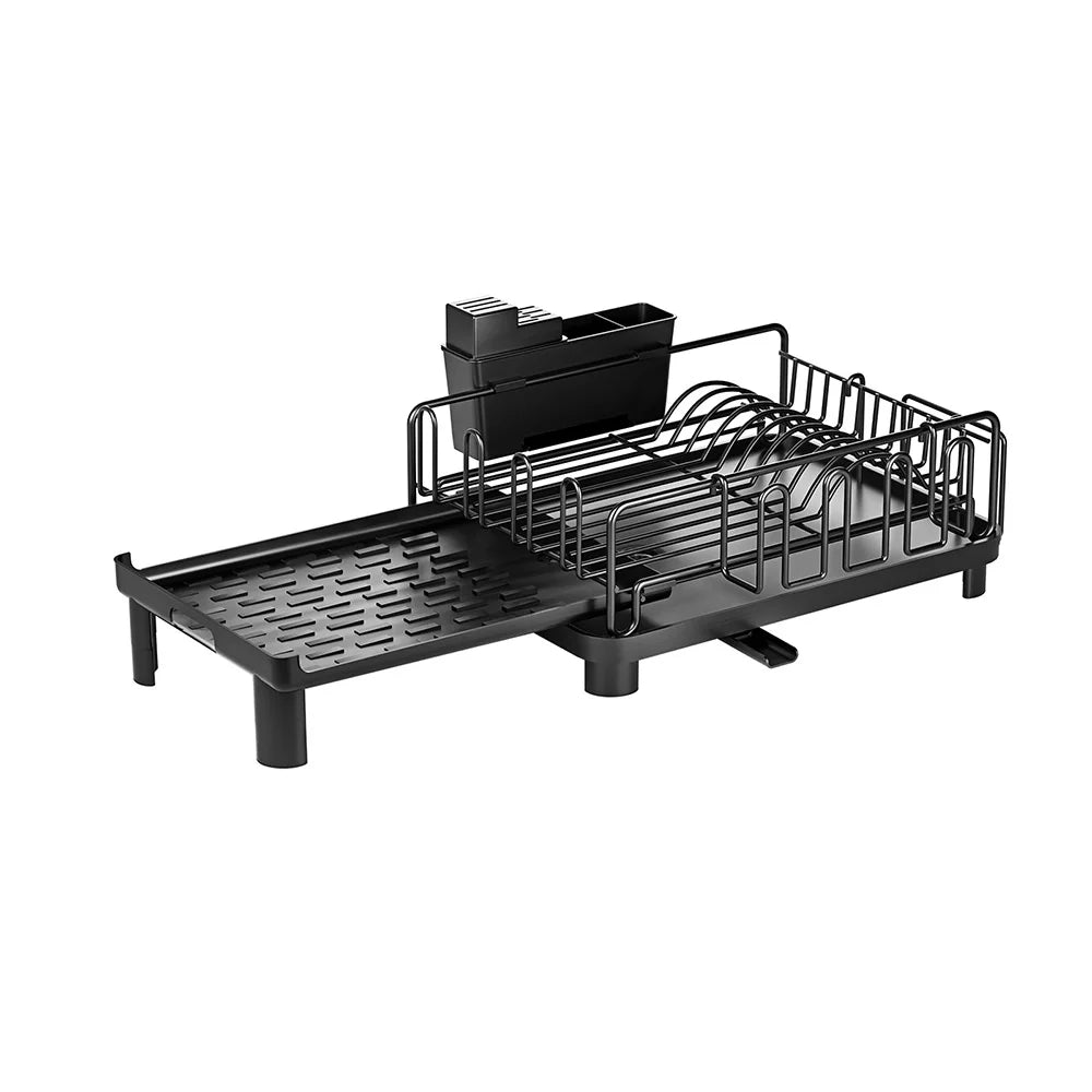 Multi-function Dish Drying Rack Household Extendable Dish Rack with Drainboard Dish Drainer Storage Organizer Cutlery Cup Holder