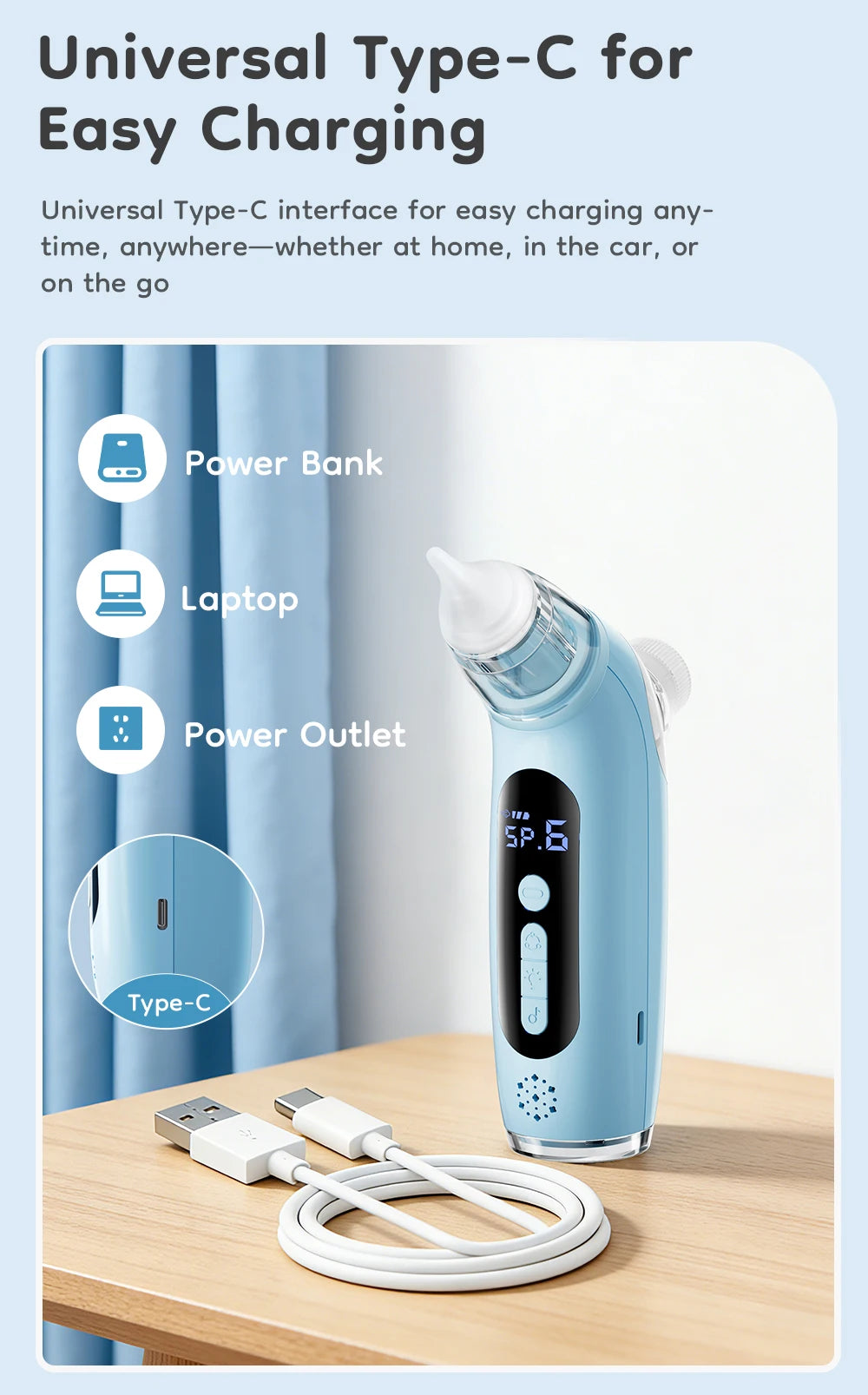 MAMIJOY 2-in-1 Baby Electric Nasal Aspirator＆Nebulizer Function 6 Suction Modes＆ Child's Music Baby Nebulizer＆Nose Cleaner U95
