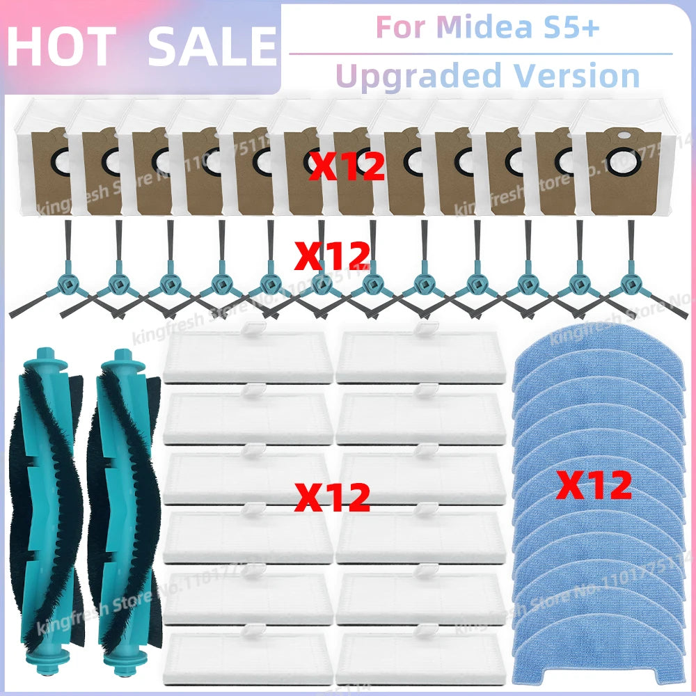 Fit for (Conga 2299 Ultra, Midea S5+, TESLA RoboStar iQ400 Plus) Parts Main Brush Filter Mop Cloth Dust Bag