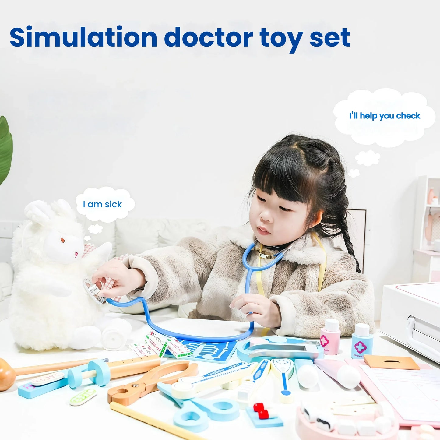 Wooden Doctor Kit For Kids,Pretend Playset For Toddlers With Medical Bag For Boys and Girls Fun Role Playing Game