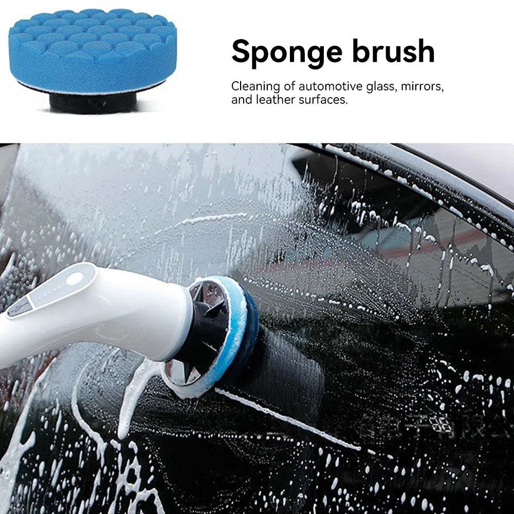 Floor Cleaning Brush for Kitchen Bathroom Electric Cordless  Spin Scrubber with 8 Replaceable Brush Heads 2 Extension Handle