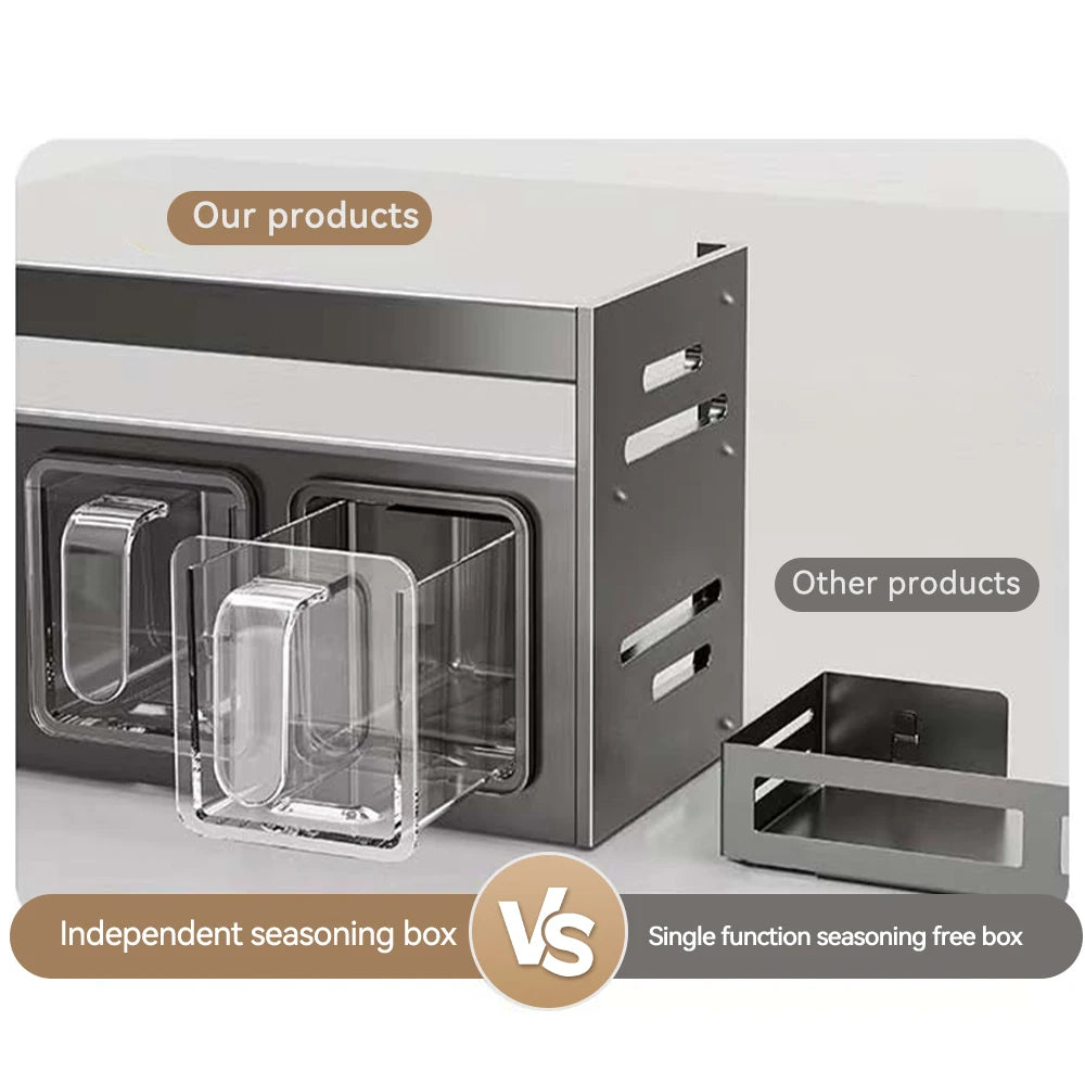 Punch-free Kitchen Sink Storage Rack Wall-mounted Spice Rack Multi-Functional Kitchen Storage Set Basket Removable