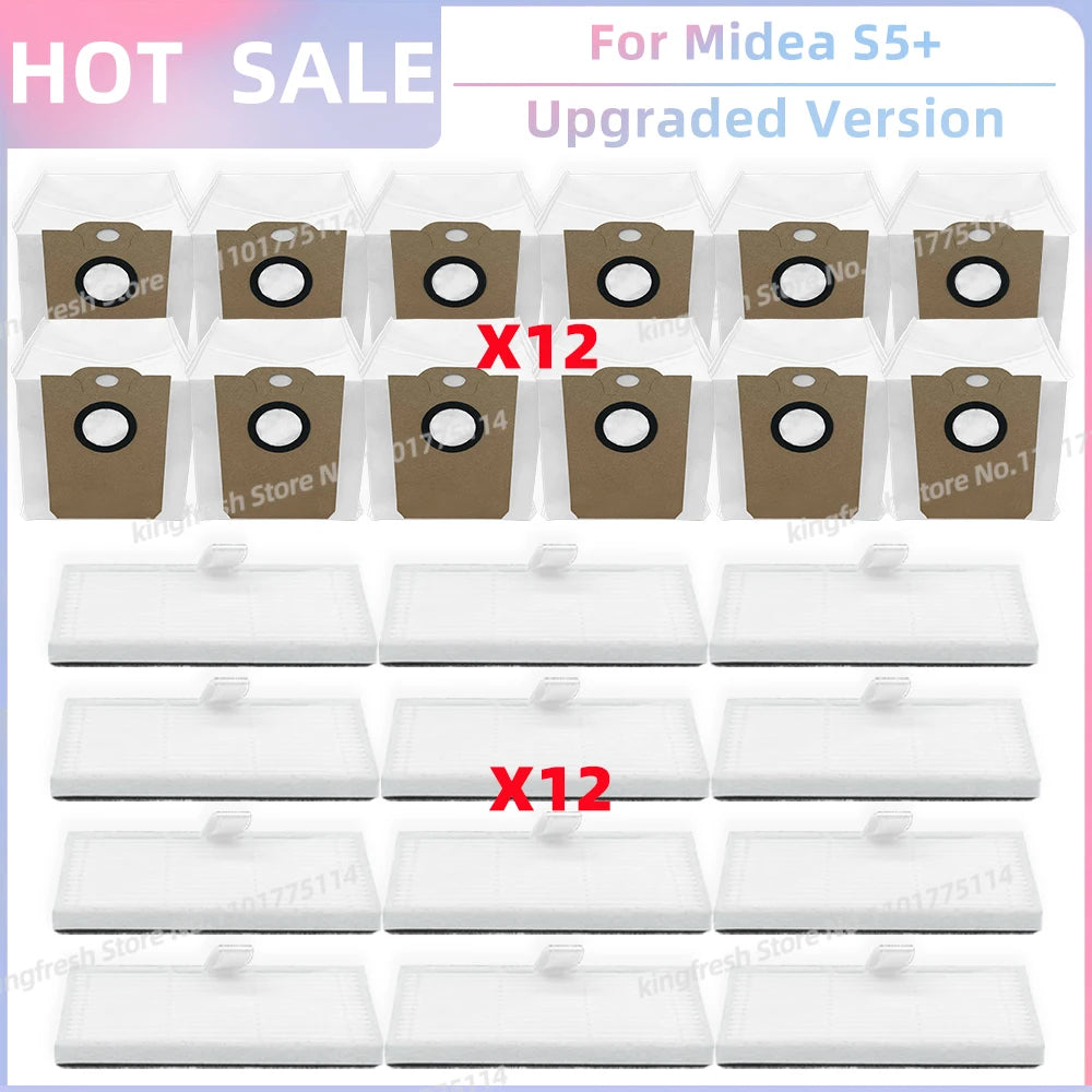 Fit for (Conga 2299 Ultra, Midea S5+, TESLA RoboStar iQ400 Plus) Parts Main Brush Filter Mop Cloth Dust Bag