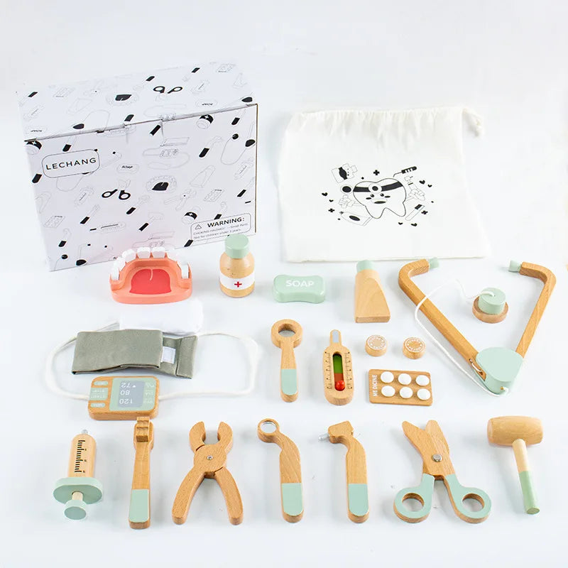 Wooden Doctor Kit For Kids,Pretend Playset For Toddlers With Medical Bag For Boys and Girls Fun Role Playing Game