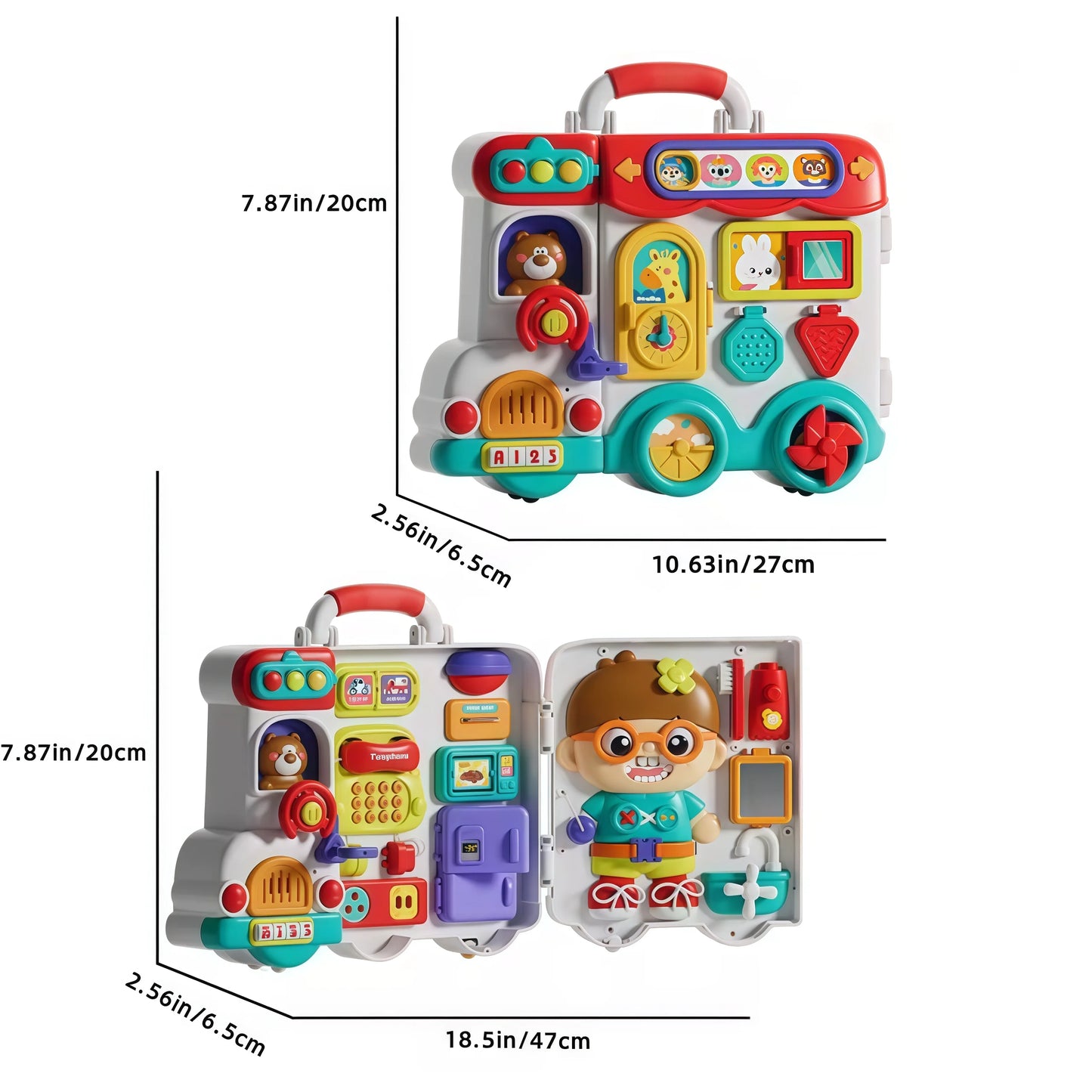 Baby Musical Busy Board Bus Montessori Sensory Toys Early Educational Activities Toy  Fine Motor Toys Travel Gifts for Todders