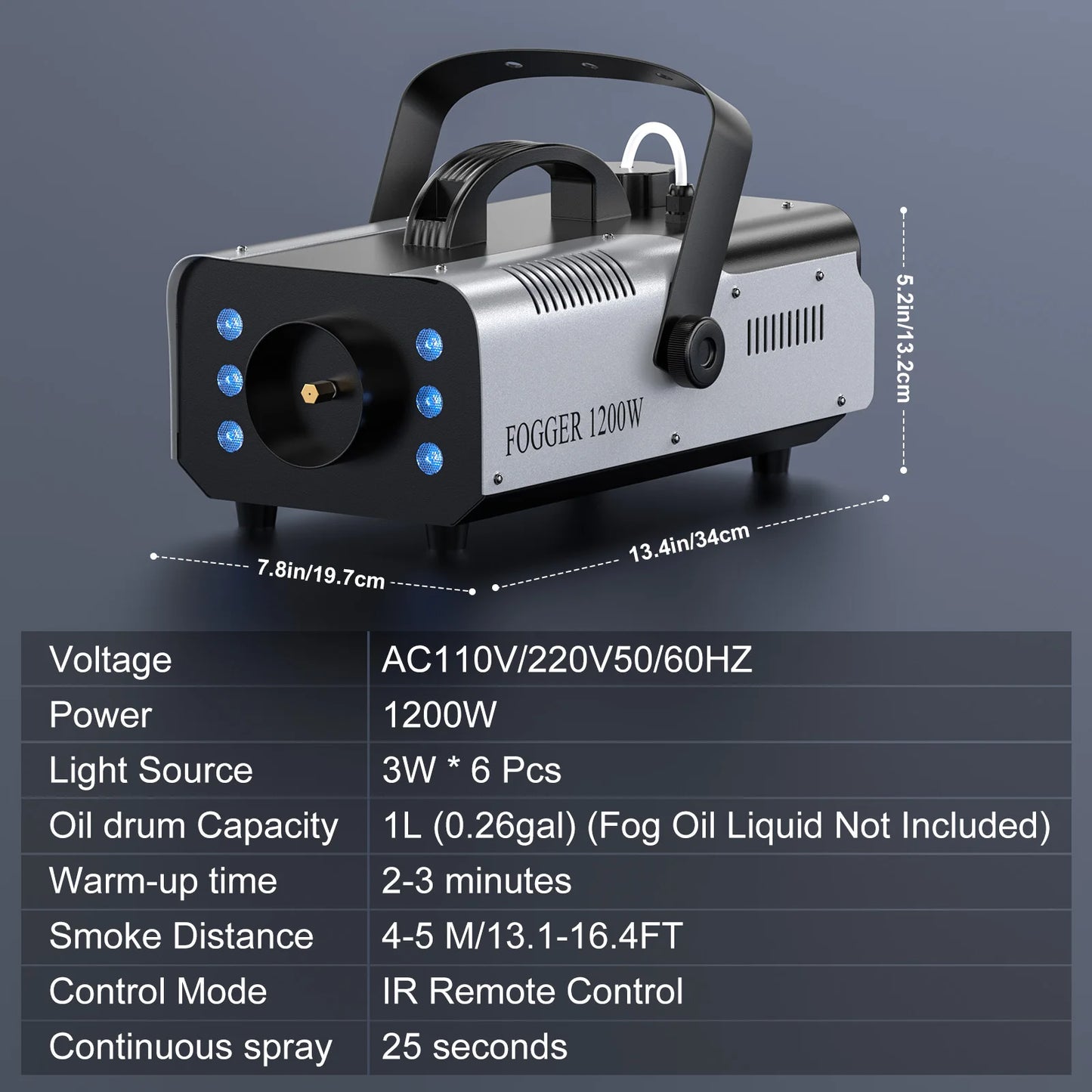 Light 1200W Fog Machine with RGB LEDs Lighting for Play Theater Professional Stage Home Entertainment Halloween Party