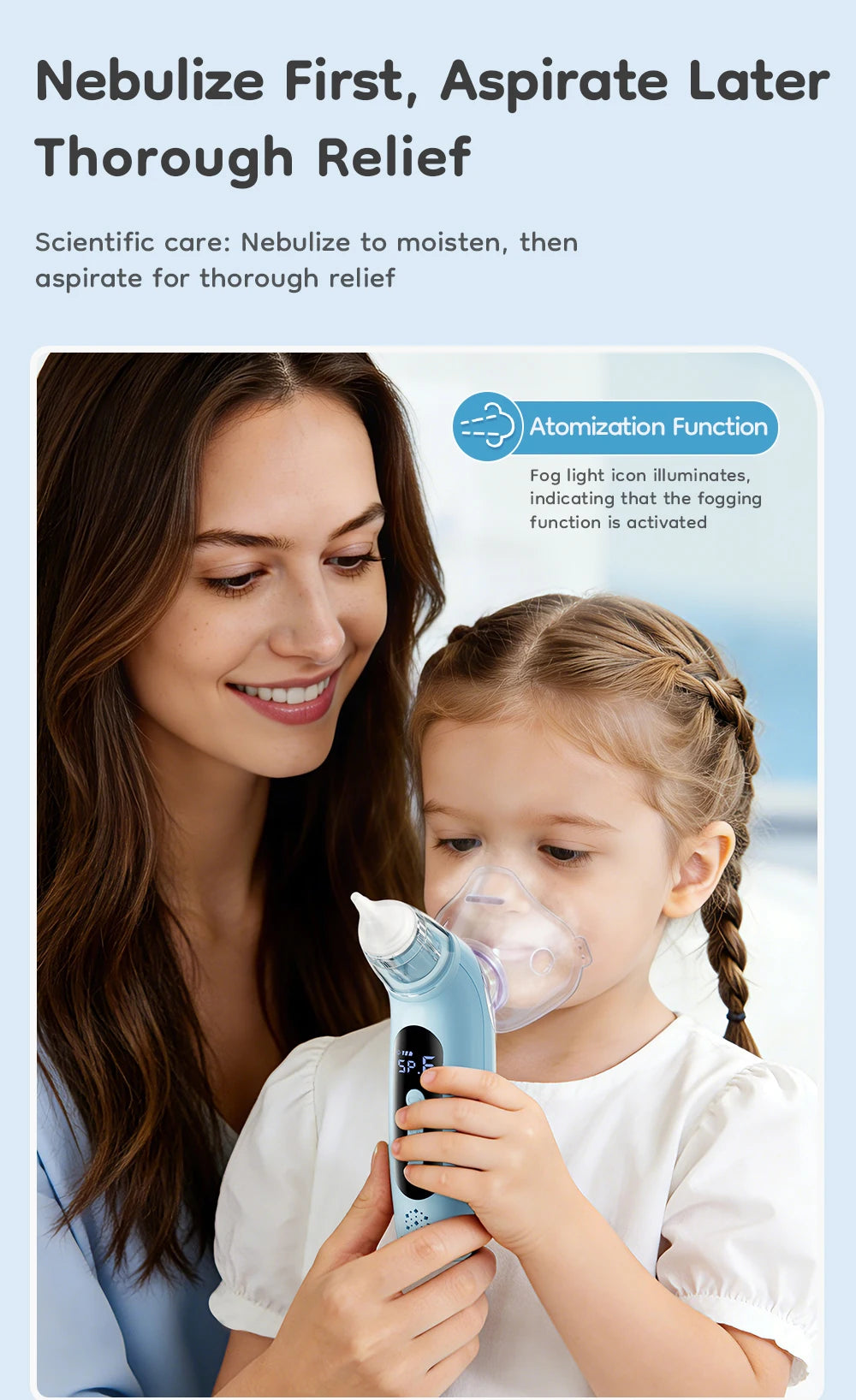 MAMIJOY 2-in-1 Baby Electric Nasal Aspirator＆Nebulizer Function 6 Suction Modes＆ Child's Music Baby Nebulizer＆Nose Cleaner U95