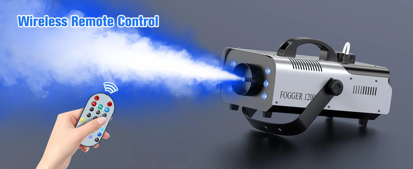 Light 1200W Fog Machine with RGB LEDs Lighting for Play Theater Professional Stage Home Entertainment Halloween Party