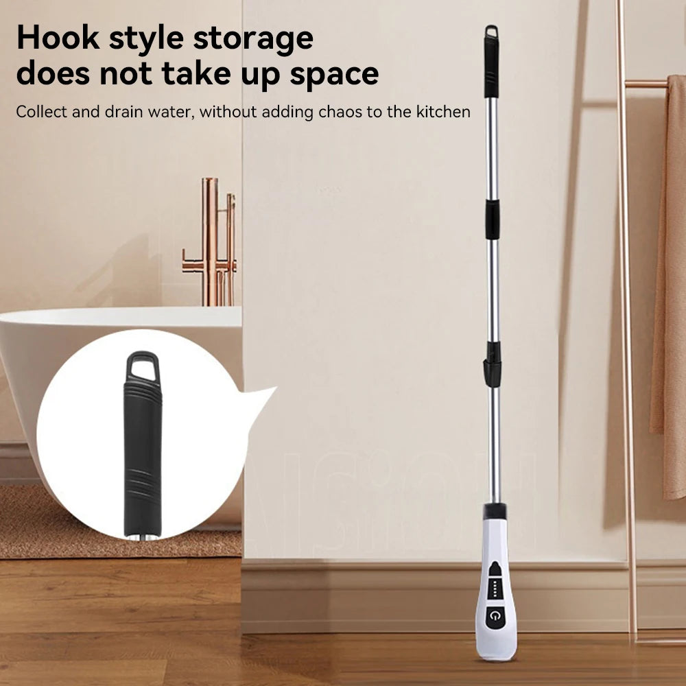 Floor Cleaning Brush for Kitchen Bathroom Electric Cordless  Spin Scrubber with 8 Replaceable Brush Heads 2 Extension Handle