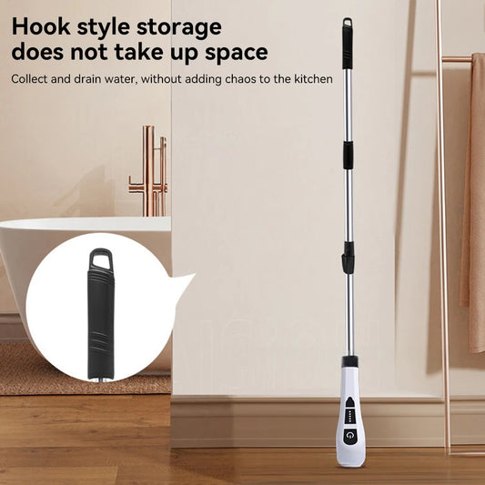 Floor Cleaning Brush for Kitchen Bathroom Electric Cordless  Spin Scrubber with 8 Replaceable Brush Heads 2 Extension Handle