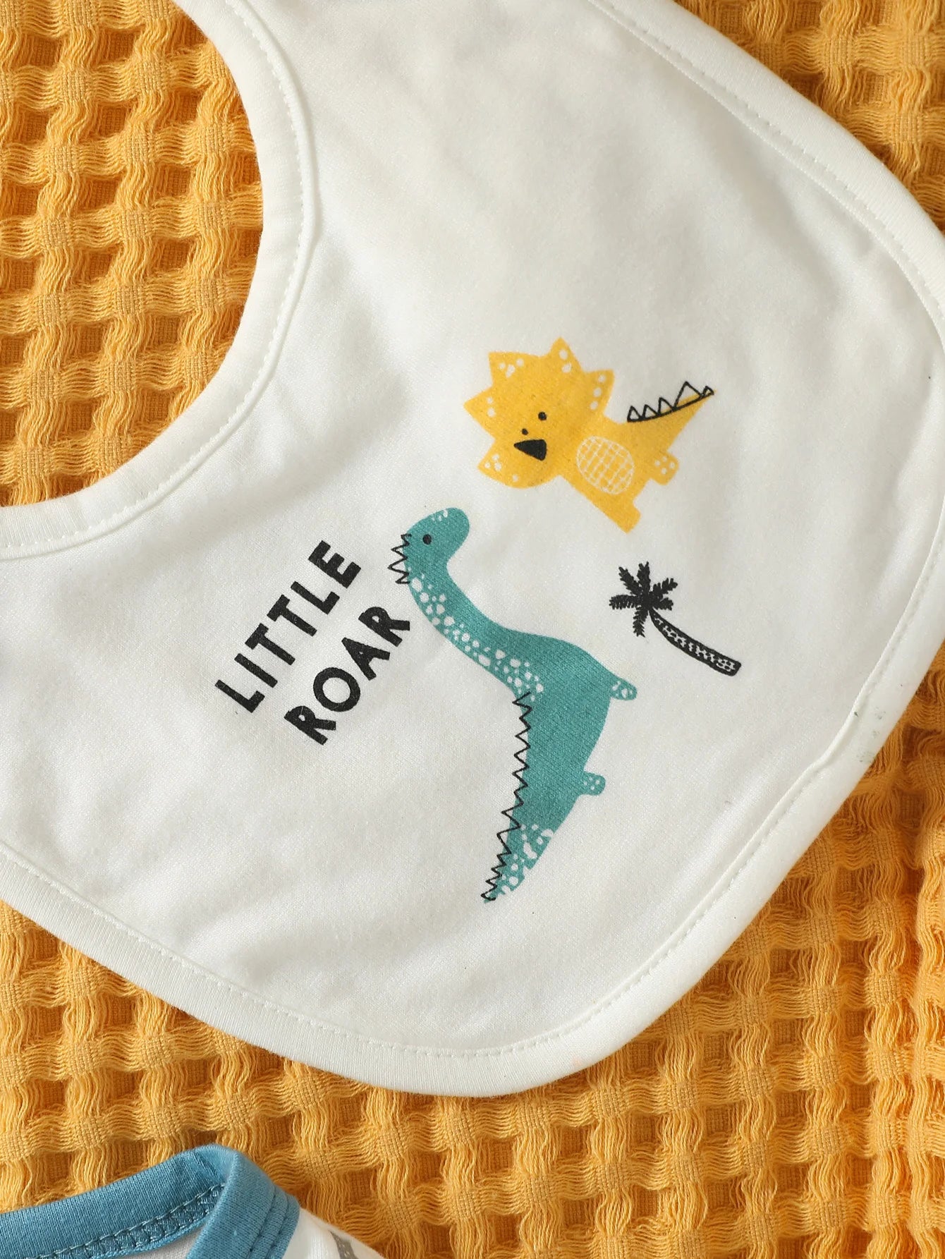 4PCS Baby unisex Long Sleeve Round Neck Animal Print With Button Casual  Jumpsuit +Bib+Hat+Gloves