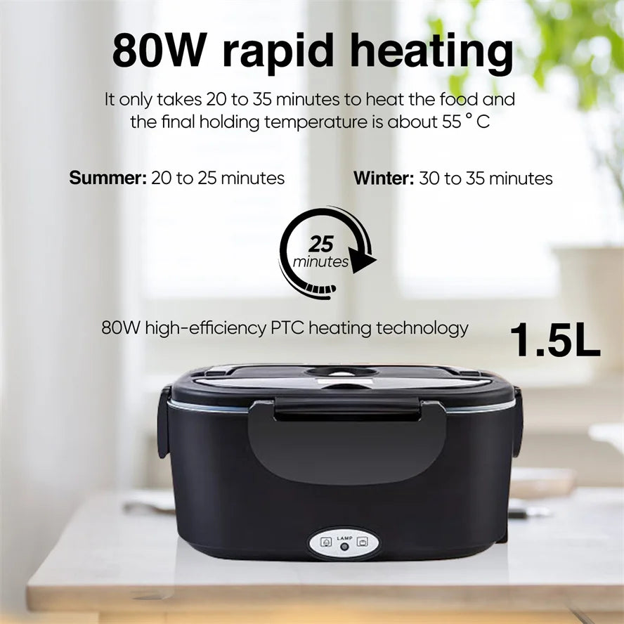 2 in 1 Car Home Portable Electric Lunch Box 12V/24V/110V/220V