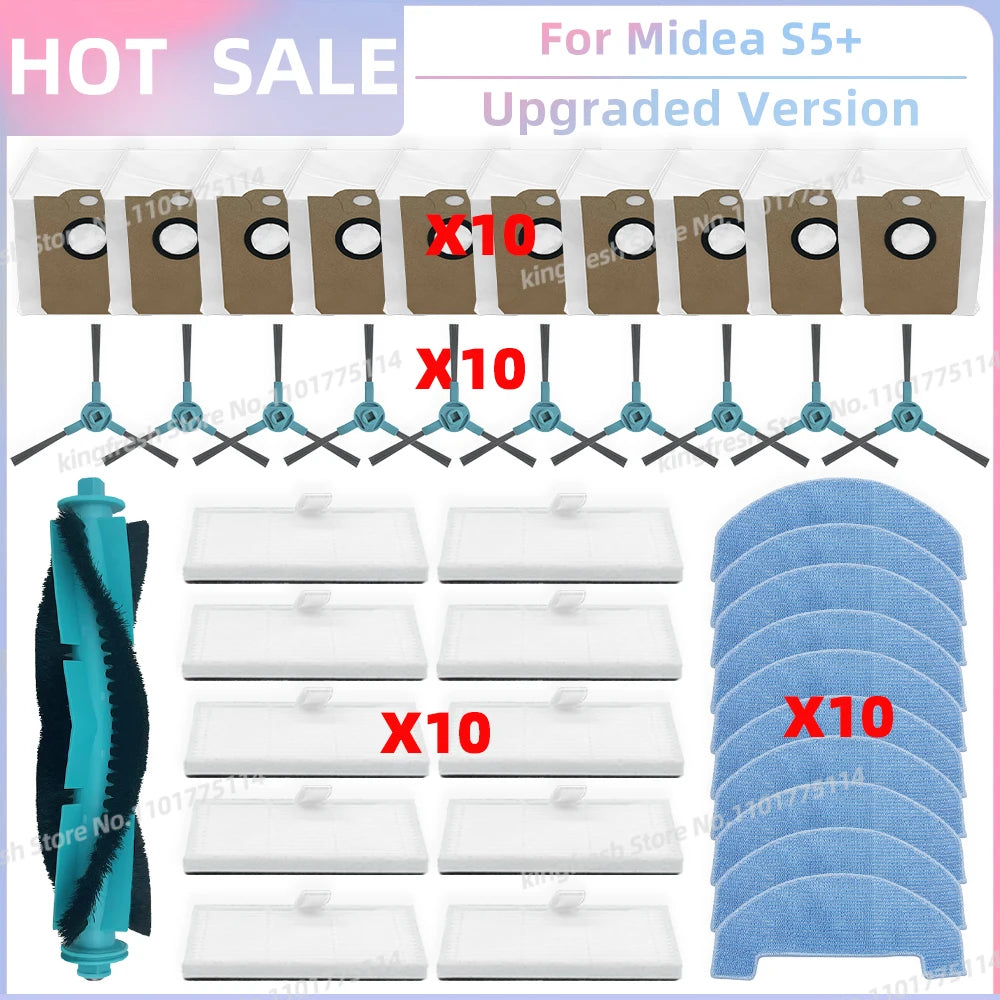 Fit for (Conga 2299 Ultra, Midea S5+, TESLA RoboStar iQ400 Plus) Parts Main Brush Filter Mop Cloth Dust Bag
