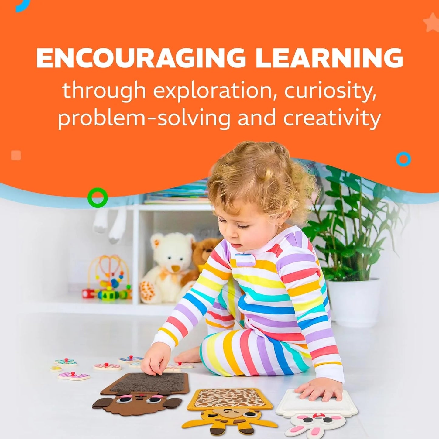 Baby Montessori Sensory Toys Cartoon Animal Cognition Mat Hand-Eye Coordination Education Toy Sensory Tactiles Pad for Autistic