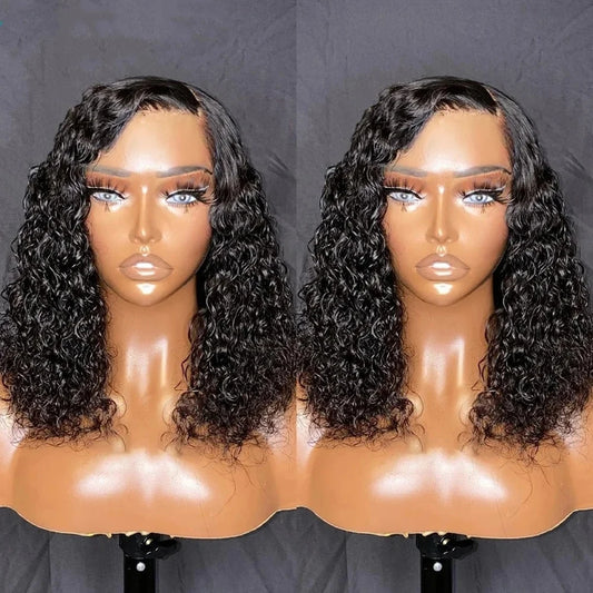 Pre Cut No Glue 4x4  Deep Wave Bob Wigs Curly 6x4 HD Glueless Wig Human Hair Ready To Go Lace Frontal Wigs For Women Pre Plucked