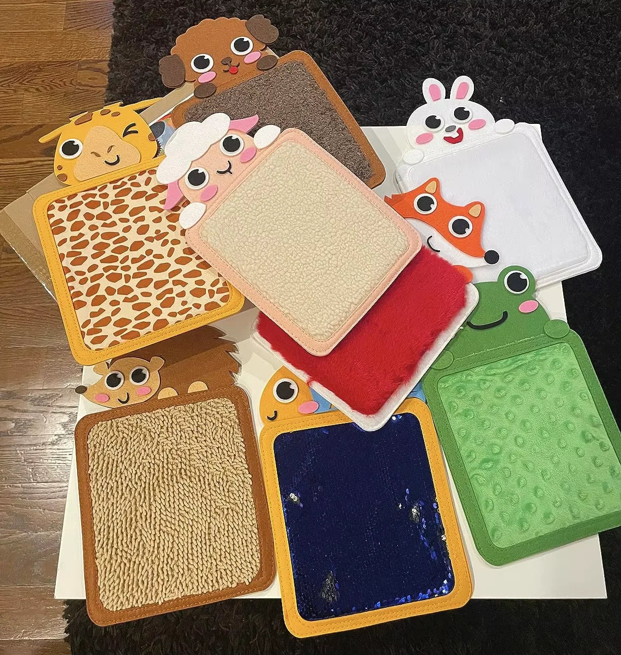 Baby Montessori Sensory Toys Cartoon Animal Cognition Mat Hand-Eye Coordination Education Toy Sensory Tactiles Pad for Autistic