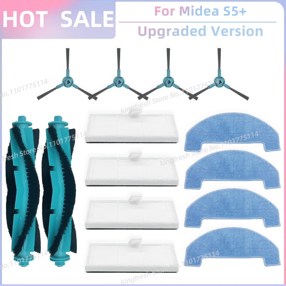 Fit for (Conga 2299 Ultra, Midea S5+, TESLA RoboStar iQ400 Plus) Parts Main Brush Filter Mop Cloth Dust Bag
