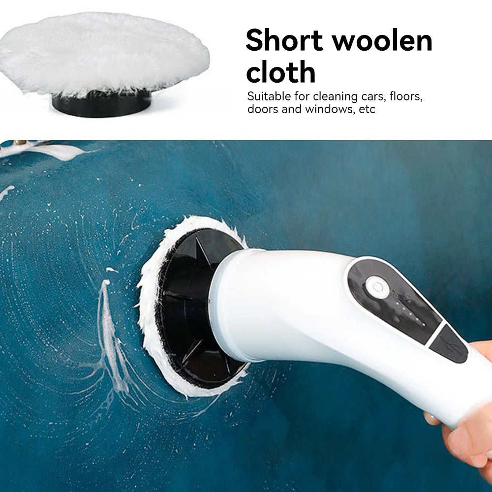 Floor Cleaning Brush for Kitchen Bathroom Electric Cordless  Spin Scrubber with 8 Replaceable Brush Heads 2 Extension Handle
