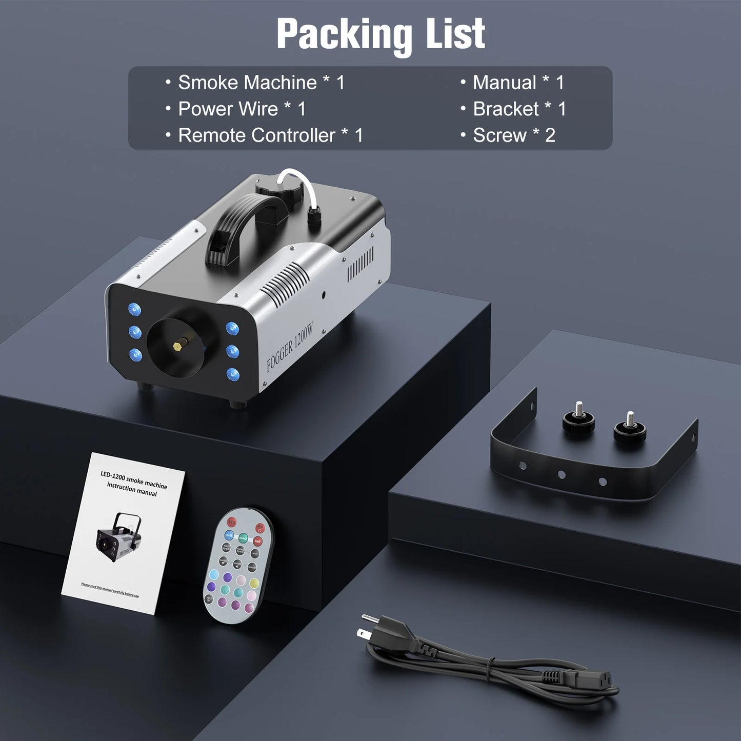 Light 1200W Fog Machine with RGB LEDs Lighting for Play Theater Professional Stage Home Entertainment Halloween Party