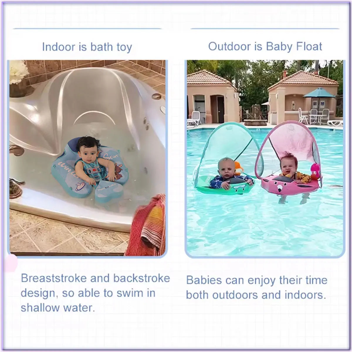 Mambobaby Baby Pool Float Blackproof Pool Mat For Infant Non-Inflatable Natation Buoy With Parasol Beach Toys For 3-24 Months