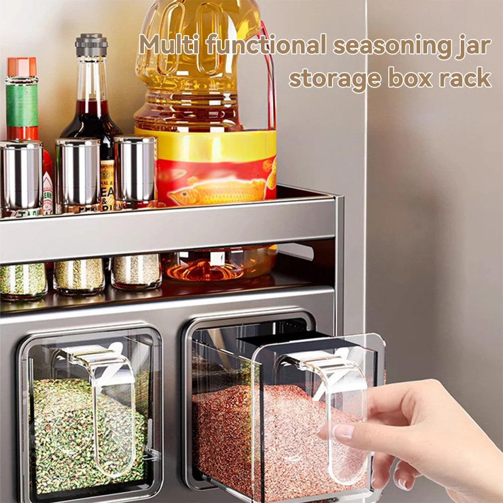 Punch-free Kitchen Sink Storage Rack Wall-mounted Spice Rack Multi-Functional Kitchen Storage Set Basket Removable