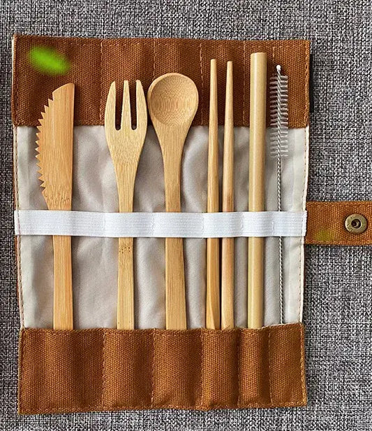 Bamboo Cutlery Set – Eco-Friendly Utensils with Pouch