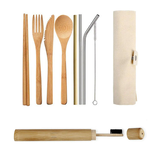 Bamboo Cutlery Set – Eco-Friendly Utensils with Pouch