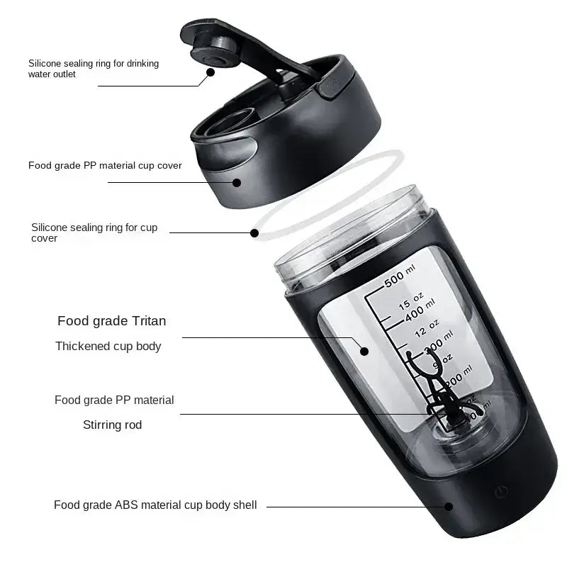 Electric Protein Shaker Bottle Portable USB Blender Cup for Gym, Fitness, and Supplements