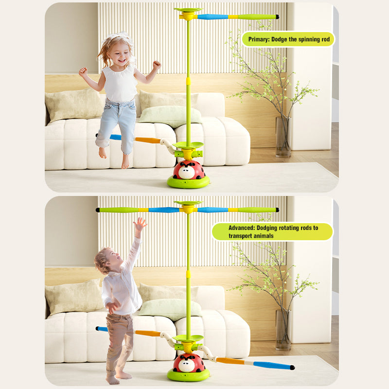 5 in 1 Ladybug Ring Toy With Musical Jump and Ring Toss Game Stomping Launch Toys Launcher Toy for Kids Children's Day Gifts