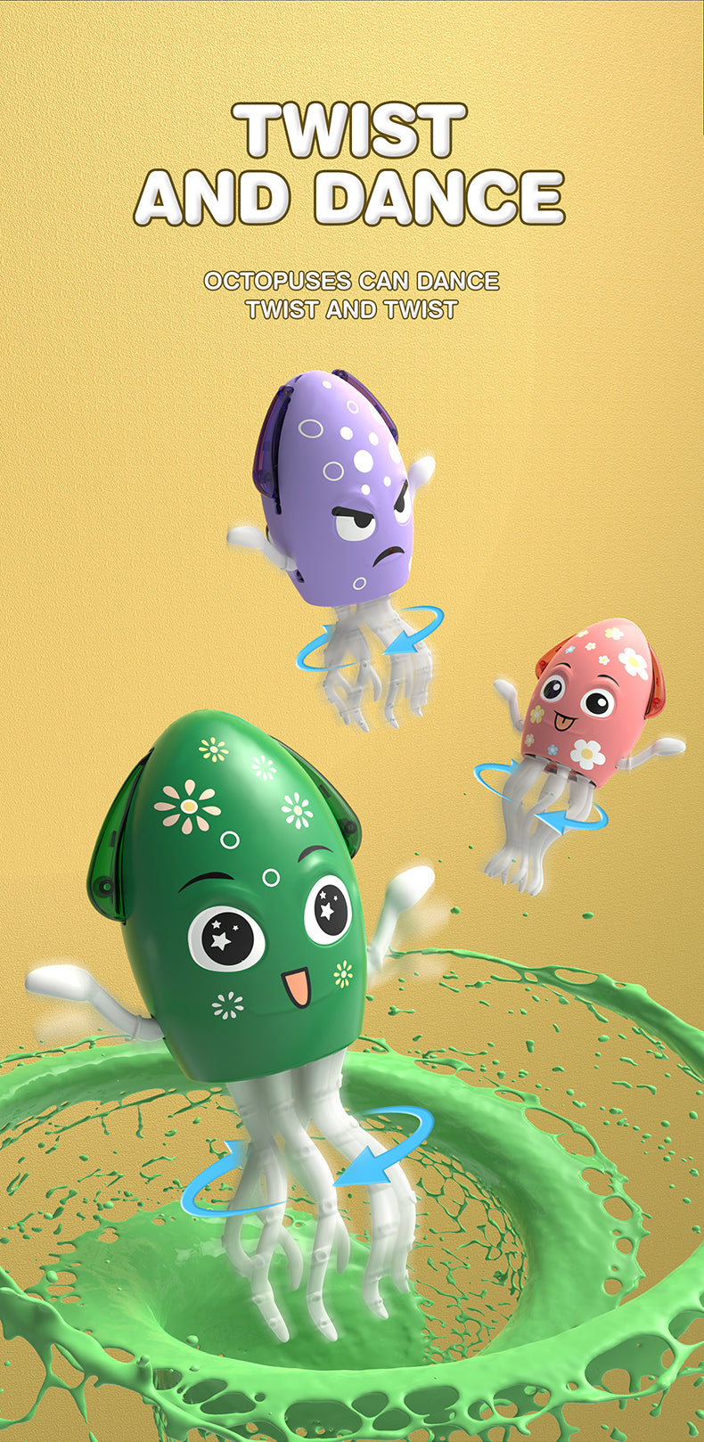 Electric Dancing Squid Octopus dancer Novelty  fidget toys luminous Music Baby Crawling  toys games for kids children Pets Cats