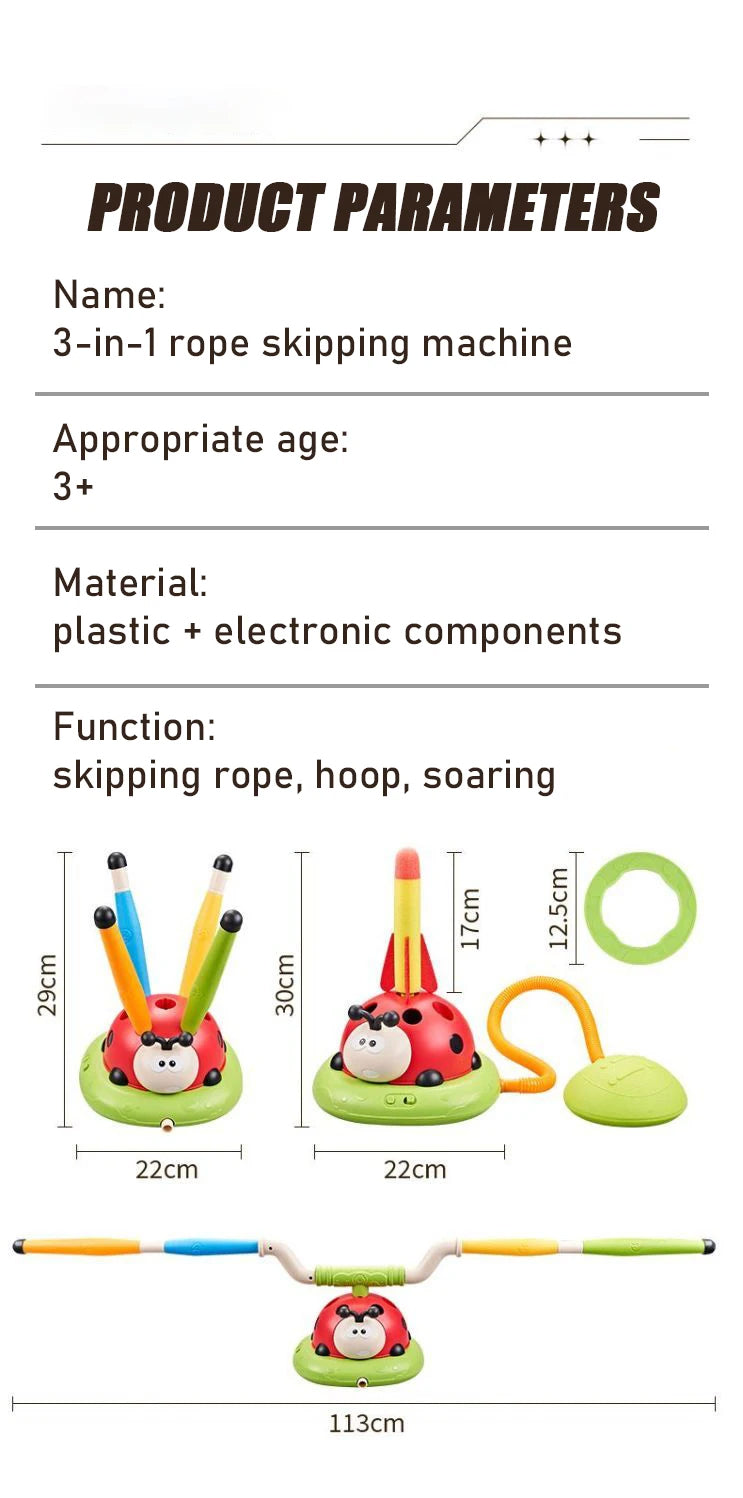 5 in 1 Ladybug Ring Toy With Musical Jump and Ring Toss Game Stomping Launch Toys Launcher Toy for Kids Children's Day Gifts