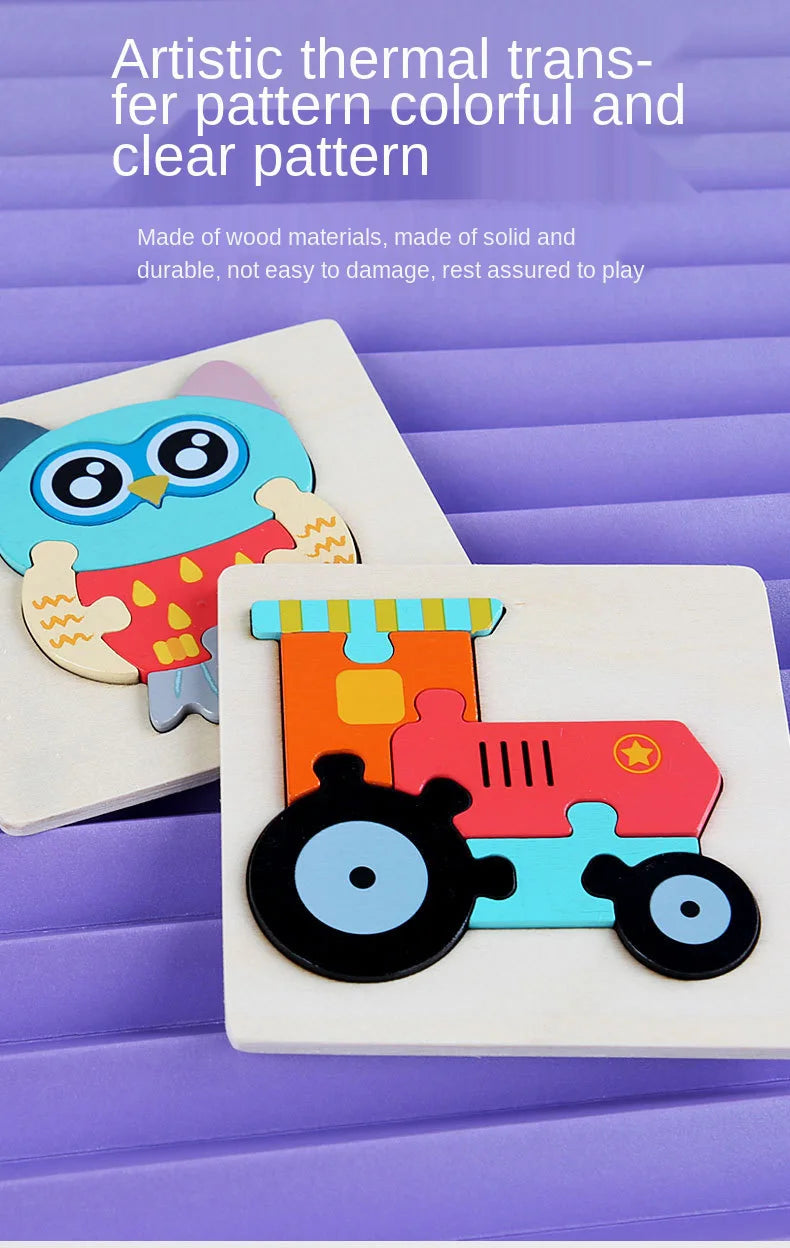 Kids Colorful Cartoon Animals 3D Puzzles Games