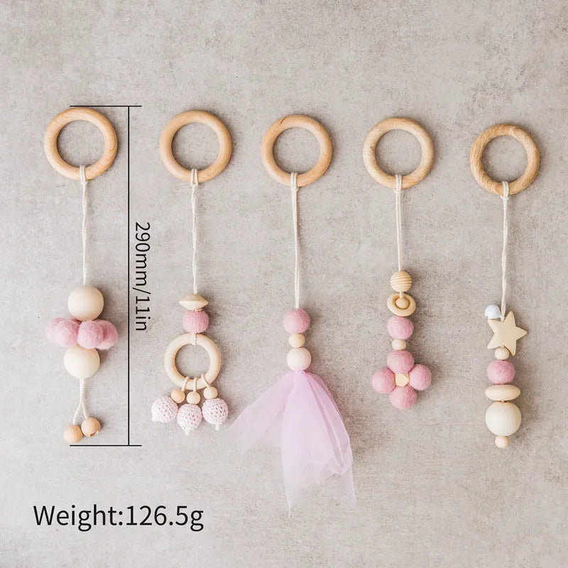 Baby Toys Wooden Play Gym Toys Nordic Baby Room Decor Wood Nursery Sensory Toy Gift Infant Room Clothes Rack Accessories Rattles