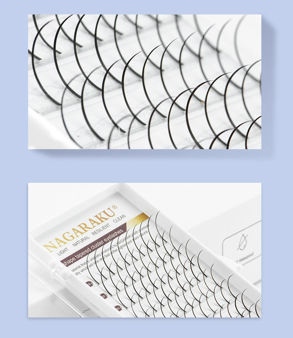 NAGARAKU A-Shape Tapered Flat Base Fluffy Eyelash Extension Spikes – Matte Cluster Makeup