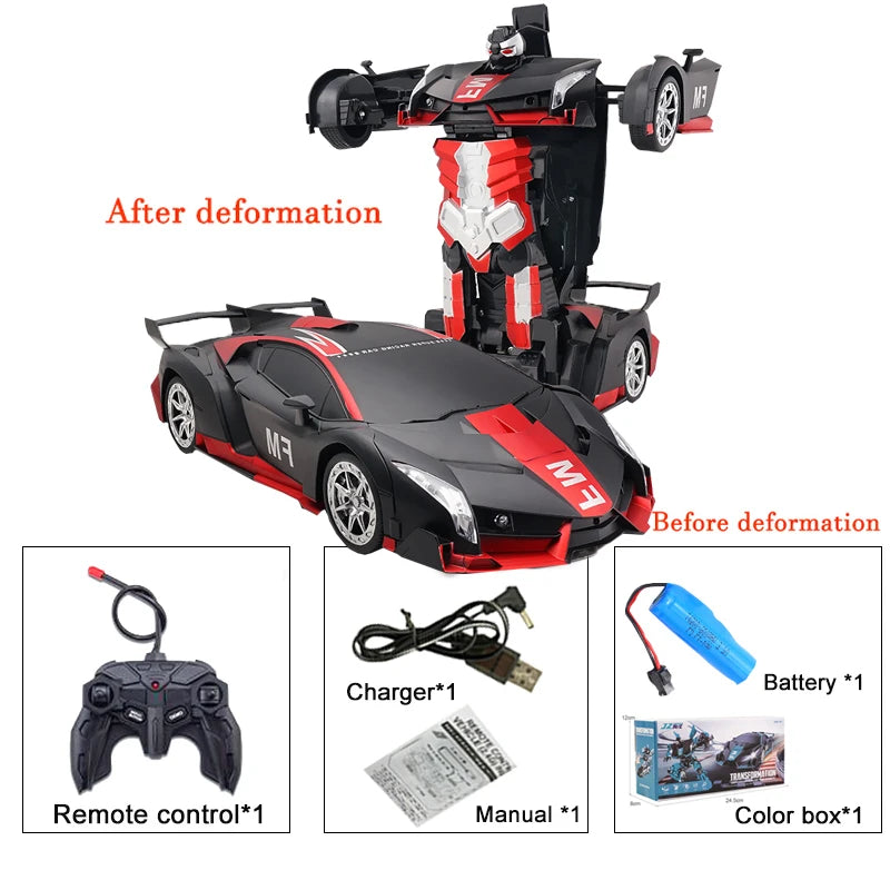 2-in-1 Electric RC Car & Robot – One-Key Transformation Remote Control Sports Car Toy for Kids