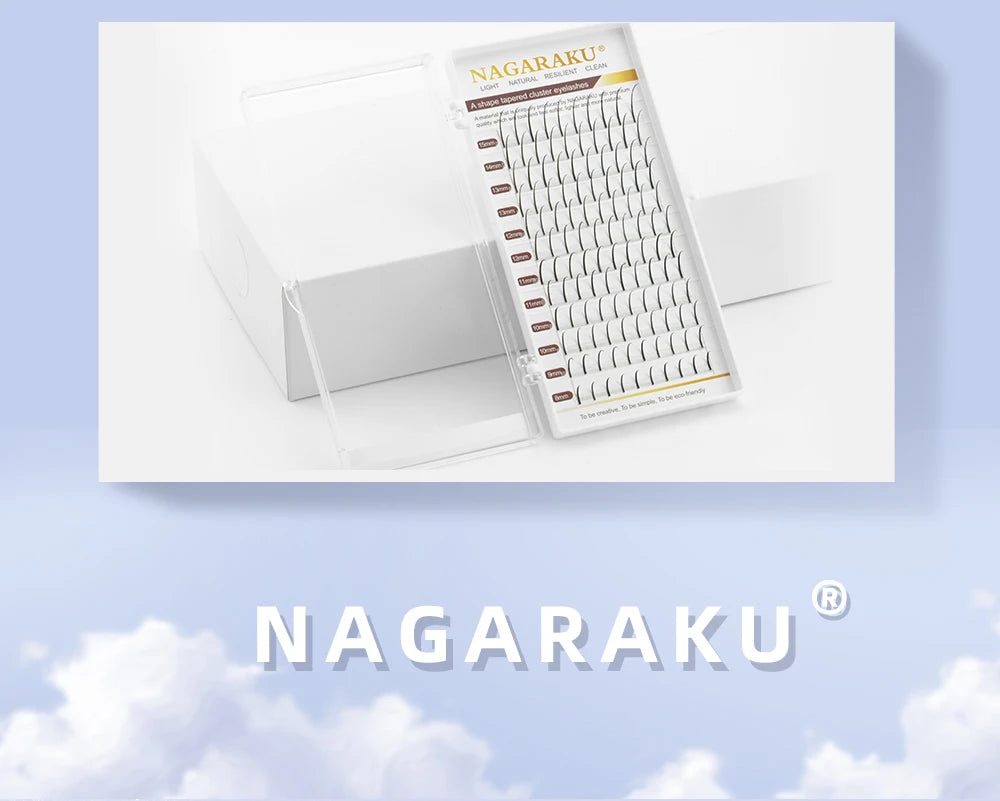 NAGARAKU A-Shape Tapered Flat Base Fluffy Eyelash Extension Spikes – Matte Cluster Makeup