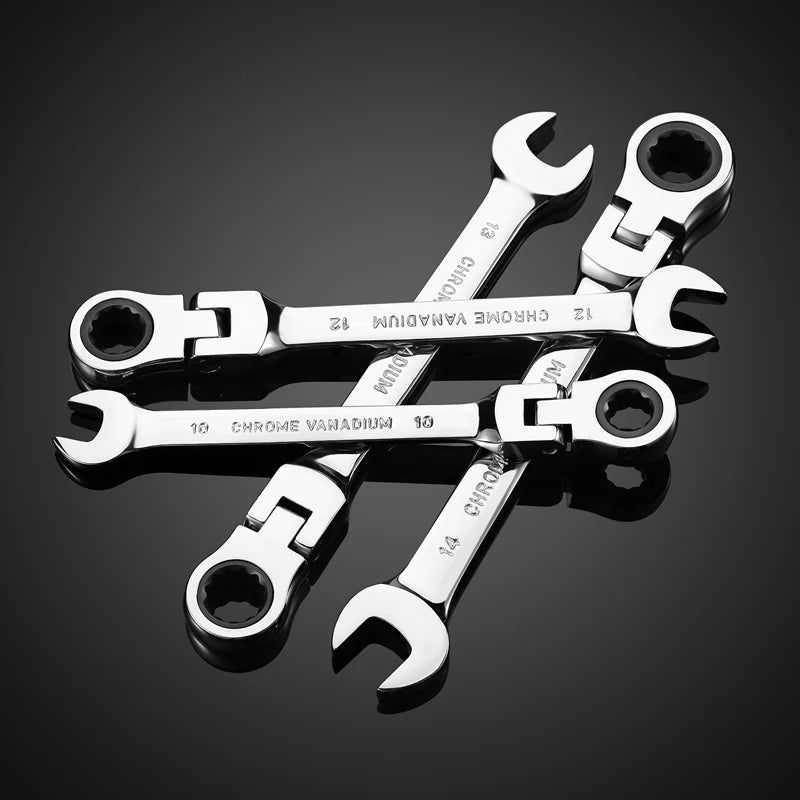 1 Piece Flexible Pivoting Head Ratchet Wrench Spanner Garage Metric hand Tool  For auto and Home Repair