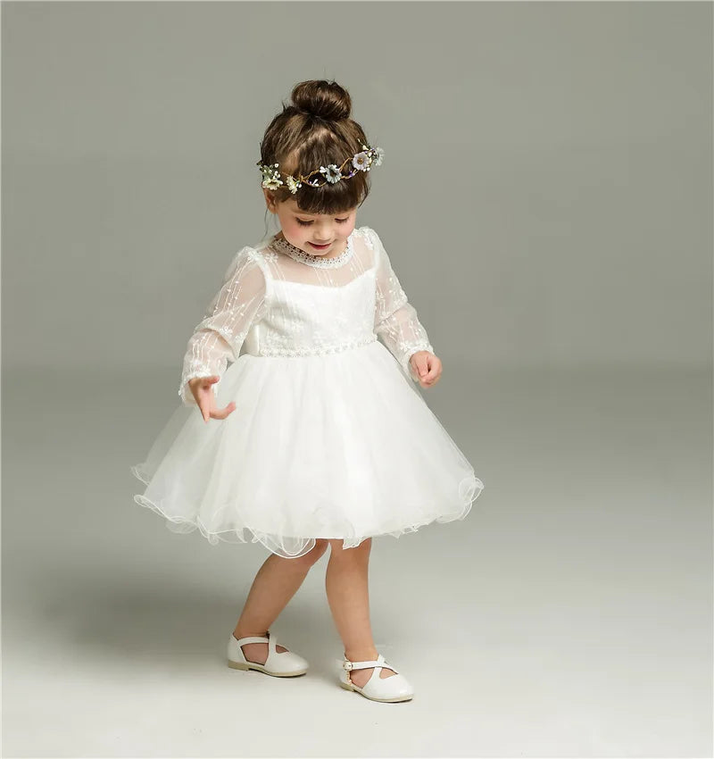 Hetiso Baby Girls Dress Long Sleeve Kids First Birthday Ball Gown Infant Dresses for Baptism Bridesmaid party 3-24 month