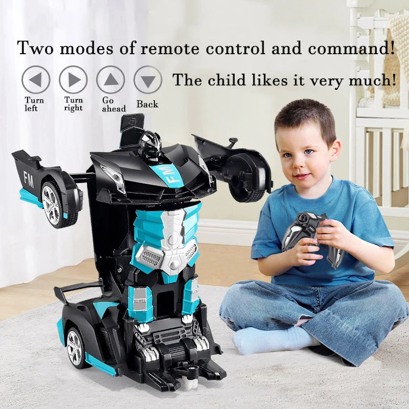 2-in-1 Electric RC Car & Robot – One-Key Transformation Remote Control Sports Car Toy for Kids