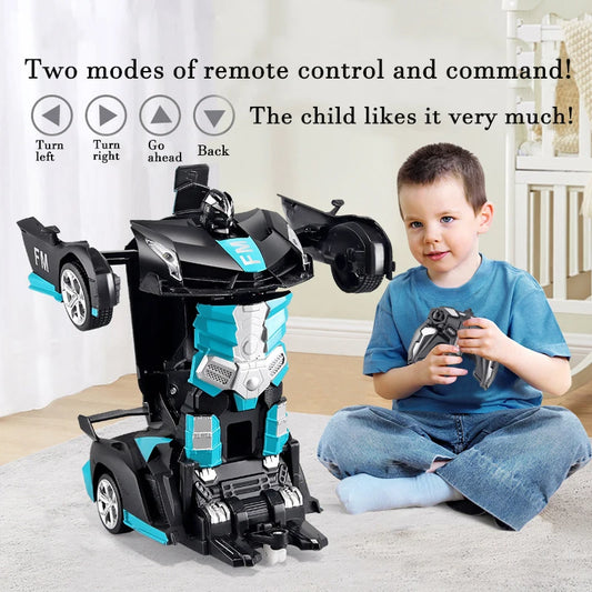 2-in-1 Electric RC Car & Robot – One-Key Transformation Remote Control Sports Car Toy for Kids