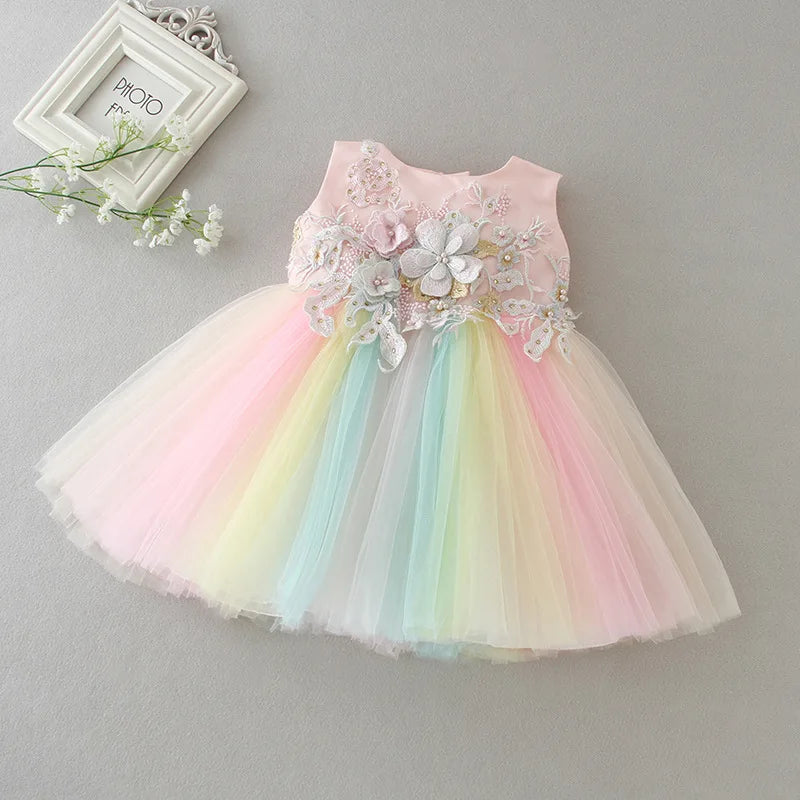 Hetiso Baby Girls Dress Long Sleeve Kids First Birthday Ball Gown Infant Dresses for Baptism Bridesmaid party 3-24 month