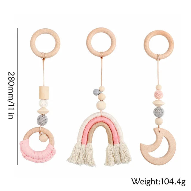 Baby Toys Wooden Play Gym Toys Nordic Baby Room Decor Wood Nursery Sensory Toy Gift Infant Room Clothes Rack Accessories Rattles
