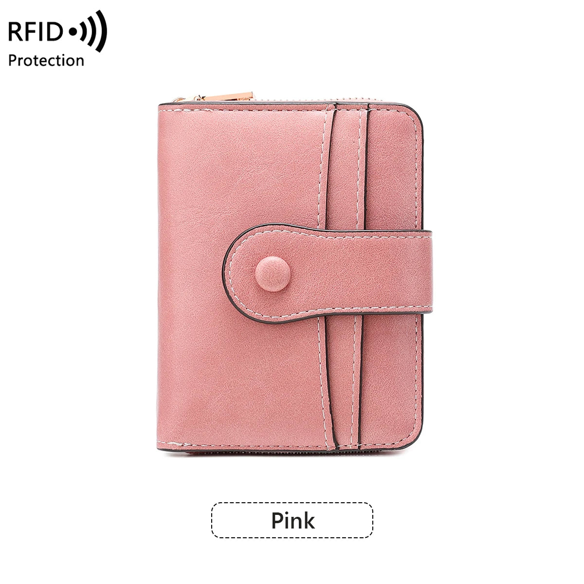 RFID Blocking Women's Short Wallet, Multifunctional Multi Card Slot Card Holder, Fashionable Retro Buckle Coin Purse