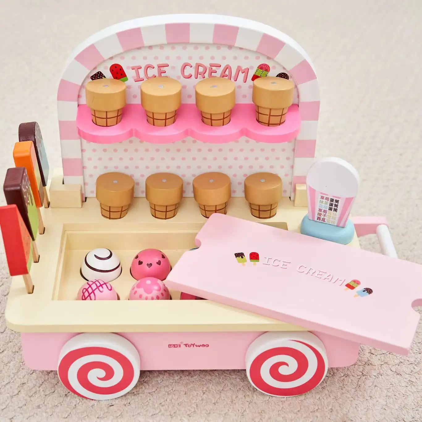 Toy Woo Children  Ice Cream Cooking Toys Kitchen Play Set New Modern for Kids Quantity Box Window Packaging Pcs Plastic W-021