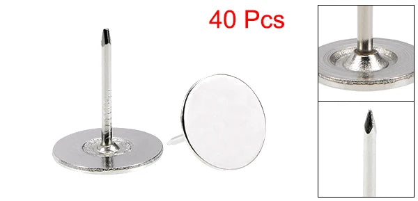 uxcell 20/40/60/80/100/150/200pcs Upholstery Nails Tacks 16x20/16x25/19x23mm Flat Head Furniture Nails Silver Tone