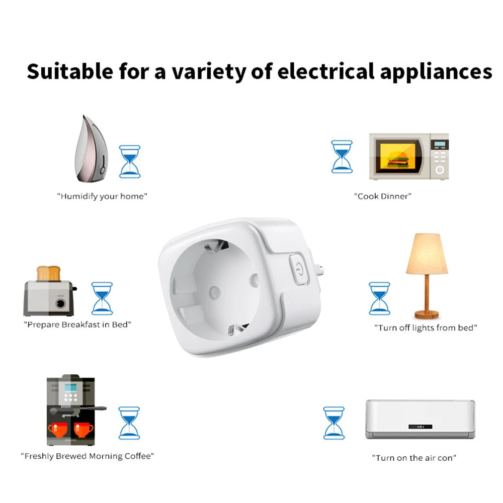 Tuya Smart Wifi Plug 16A/20A EU Outlet 3680W Power Meter Wireless Remote Control Smart Socket Compatiable With Alexa