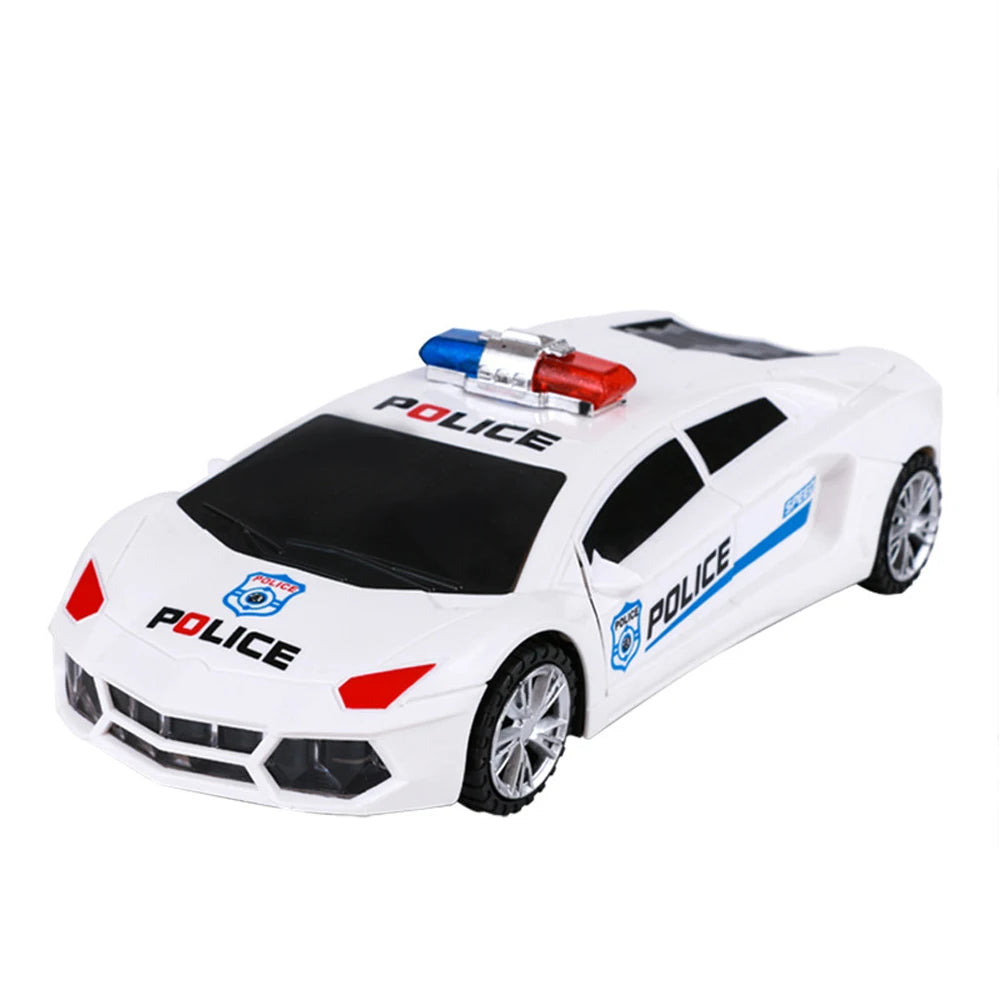 Kids Led Electric Car Toy Police 360 Degree Rotary Wheels Cool Lighting Music Door Open Kids Electronic Car Toys for Children